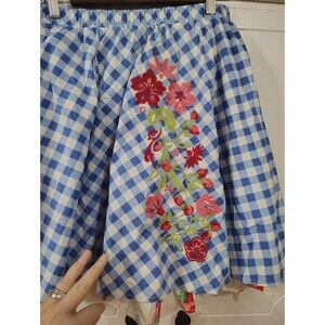 Matilda Jane Skirt Plaid Floral Embroidered Full A Line Pocket Dutch Apple Small